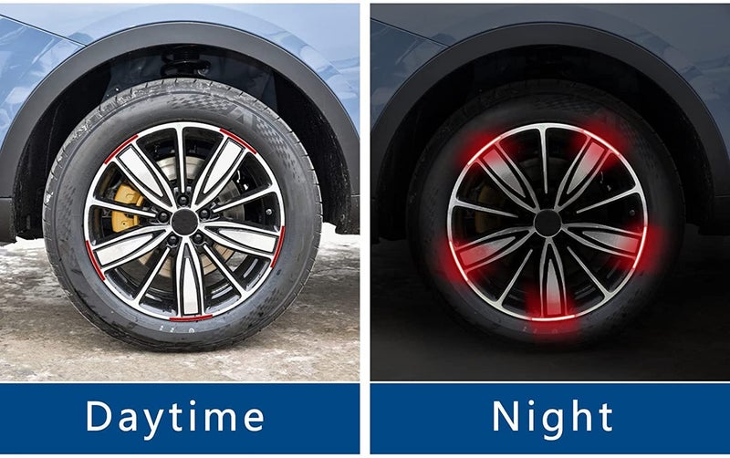 US1984 20pcs Reflective Wheel Rim Stripe Decal Sticker for Car Motorcycle Wheels Cycling Bike Bicycle Night Safety Decoration Stripe Universal Anti-Scratch Reflective Rim Stickers (Red) - Image 5