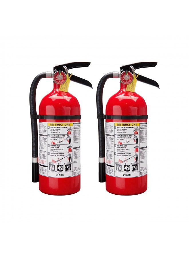 Kidde Kidde Pro 210 2A:10-B:C Fire Extinguisher, Rechargeable, Multi-Purpose for Home & Office, 4 lbs., Mounting Bracket Included , Red, 2 Pack  - Image 1