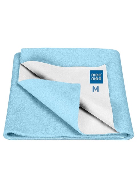 Instadry Cotton Bed Protector Mattress Ultra Absorbent Quick Dry Sheet for Newborns Soft Breathable Reusable Waterproof Cot Sheet for Toddlers Skin Friendly 140x220cm Blue