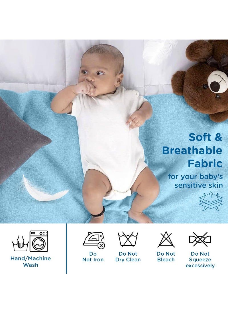 Instadry Cotton Bed Protector Mattress Ultra Absorbent Quick Dry Sheet for Newborns Soft Breathable Reusable Waterproof Cot Sheet for Toddlers Skin Friendly 140x220cm Blue
