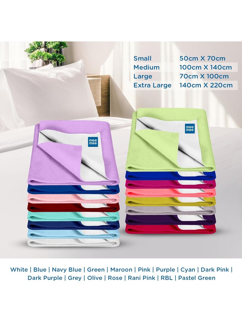 Instadry Cotton Bed Protector Mattress Ultra Absorbent Quick Dry Sheet for Newborns Soft Breathable Reusable Waterproof Cot Sheet for Toddlers Skin Friendly 140x220cm Blue