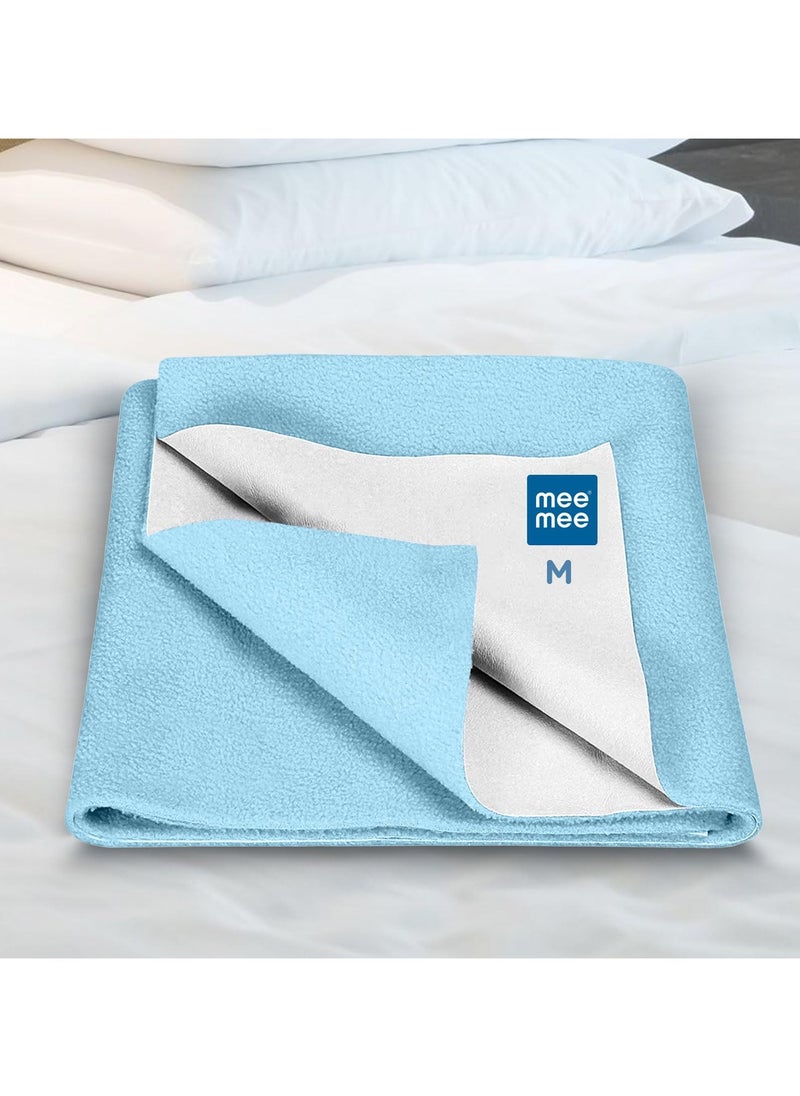 Instadry Cotton Bed Protector Mattress Ultra Absorbent Quick Dry Sheet for Newborns Soft Breathable Reusable Waterproof Cot Sheet for Toddlers Skin Friendly 140x220cm Blue
