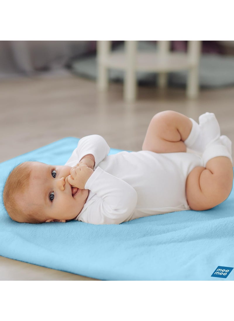 Instadry Cotton Bed Protector Mattress Ultra Absorbent Quick Dry Sheet for Newborns Soft Breathable Reusable Waterproof Cot Sheet for Toddlers Skin Friendly 140x220cm Blue