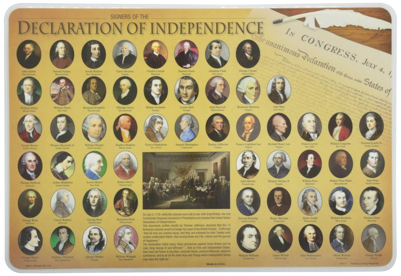 Painless Learning Signers of The Declaration of Independence Placemat, 12 x 17 1/2 inches - Image 4