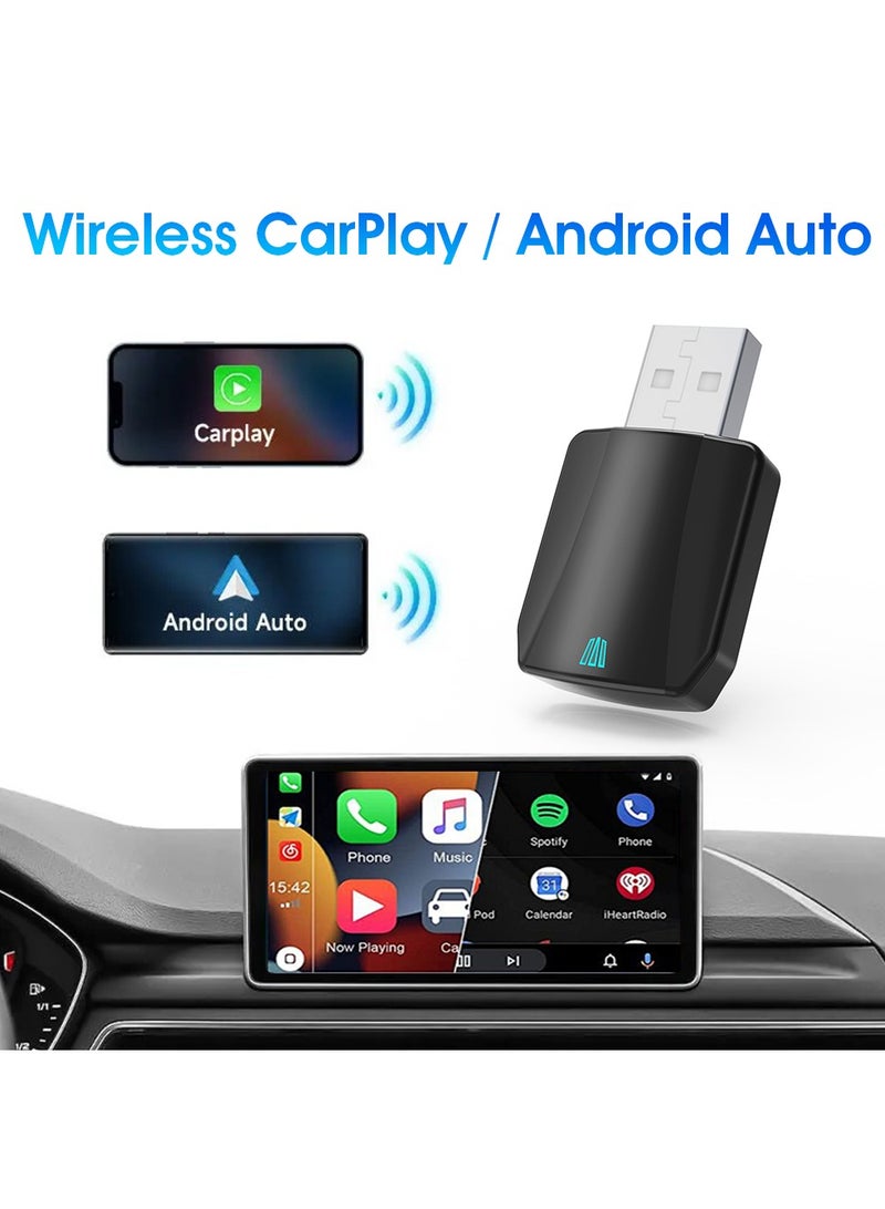 MOTMOOK Wireless Carplay Adapter, Convert Wired to Wireless Car Play & Android Auto 2-in-1 Adapter for Apple iPhone & Android Phone, Plug & Play, Auto Connect, No Delay, with USB C, for iOS 10+ Android 11+ - Image 2