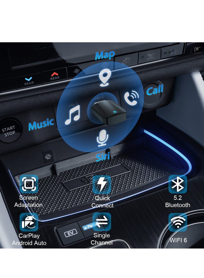 MOTMOOK Wireless Carplay Adapter, Convert Wired to Wireless Car Play & Android Auto 2-in-1 Adapter for Apple iPhone & Android Phone, Plug & Play, Auto Connect, No Delay, with USB C, for iOS 10+ Android 11+ - Image 4