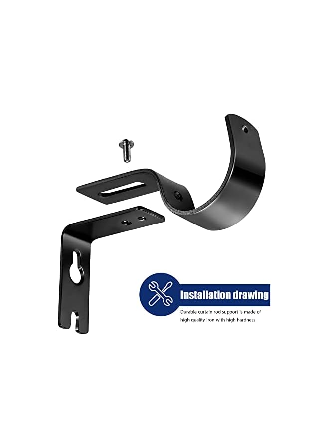 erorex Curtain Rod Brackets General Adjustable Curtain Rod Holder Wall Bracket Hooks Outside Mounted Blinds Curtain Rod Bracket with Screws for 1 Inch Diameter Curtain Rod (Black)  - Image 4