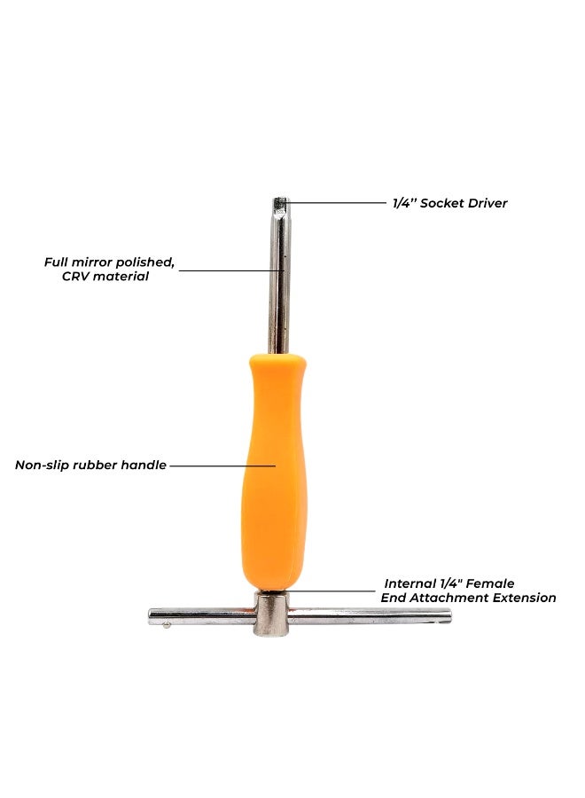QUALITY 17pcs 1/4" Drive Socket Screwdriver Set High-End CRV Steel Mini Spinner Handle with Sliding T-Bar Extension & Professional Bit Sockets Hex Torx Phillips Slotted Manual Nut Driver Tool Kit for Automotive Home Repair & Precision DIY Projects - Image 3