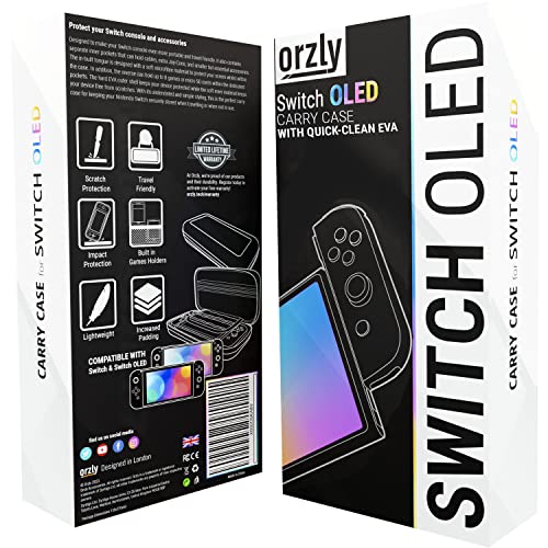 Orzly Carry Case for Nintendo Switch Oled console with accessories and Games storage compartment Easy Clean Case Gift Boxed Edition - Image 3