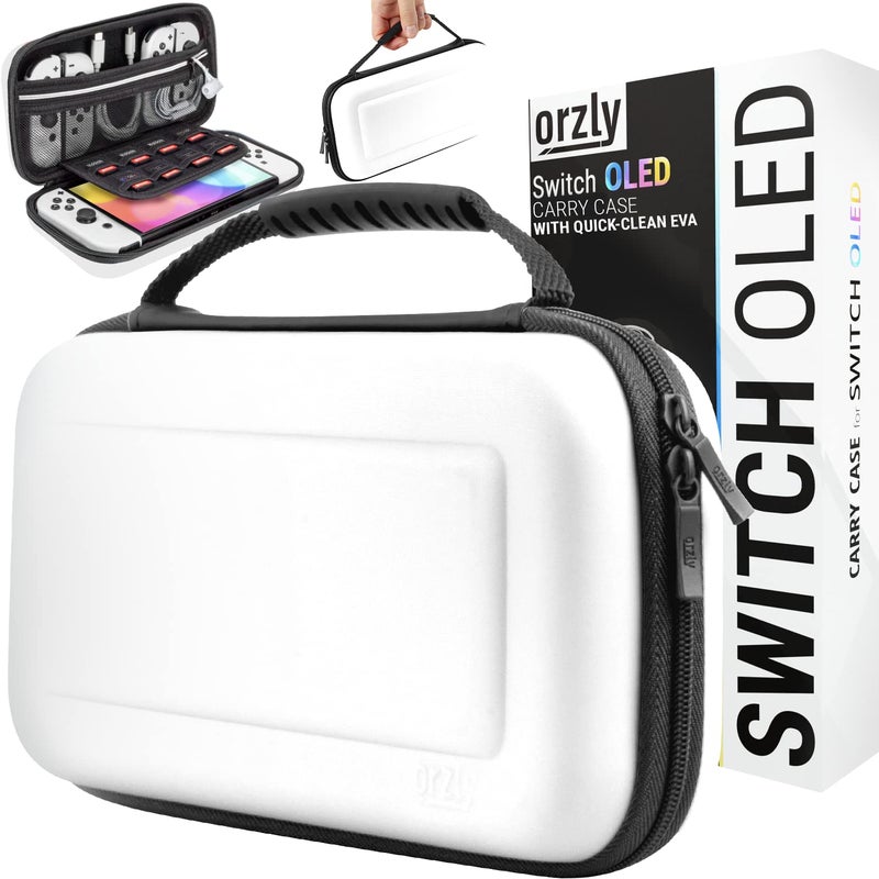 Orzly Carry Case for Nintendo Switch Oled console with accessories and Games storage compartment Easy Clean Case Gift Boxed Edition - Image 2