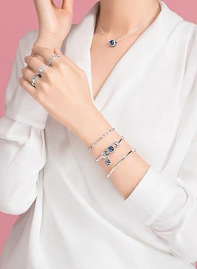 Chomel Cubic Zirconia Women's Classic Ocean Heart Round Pendant 925 Silver Necklace - Image 4