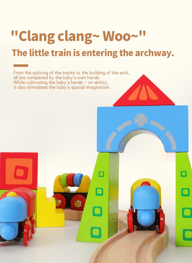 Children's Train Track Toys Set,Educational Wooden Rail Train Track Set & Trains for Kids,Boys&Girls Birthday Gift，Ages 3 Years+  - Image 3