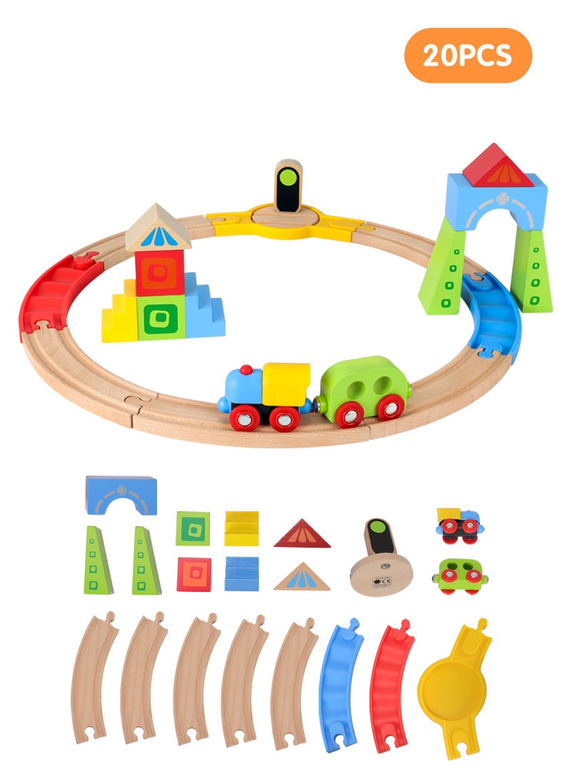 Children's Train Track Toys Set,Educational Wooden Rail Train Track Set & Trains for Kids,Boys&Girls Birthday Gift，Ages 3 Years+  - Image 1
