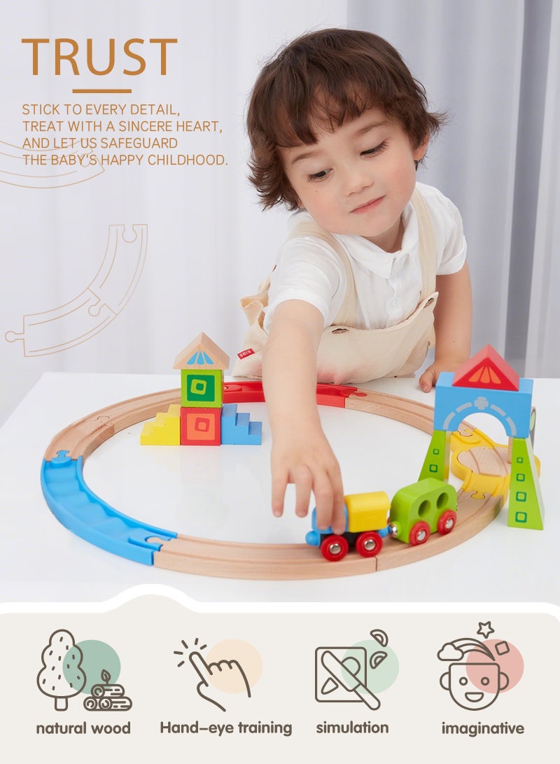 Children's Train Track Toys Set,Educational Wooden Rail Train Track Set & Trains for Kids,Boys&Girls Birthday Gift，Ages 3 Years+  - Image 4