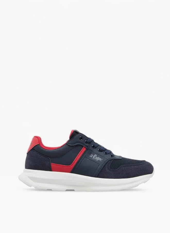 Men's Panelled Sneakers with Lace-Up Closure