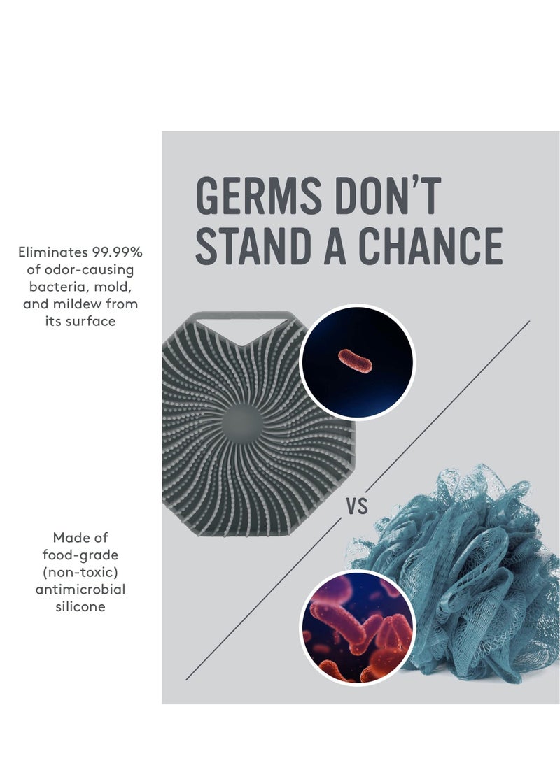 KASTWAVE Antimicrobial Silicone Body Scrubber for Sensitive Skin Eco-Friendly Lathers Well and Charcoal Infused for a Deep Clean Get Softer Healthier Skin - Image 5