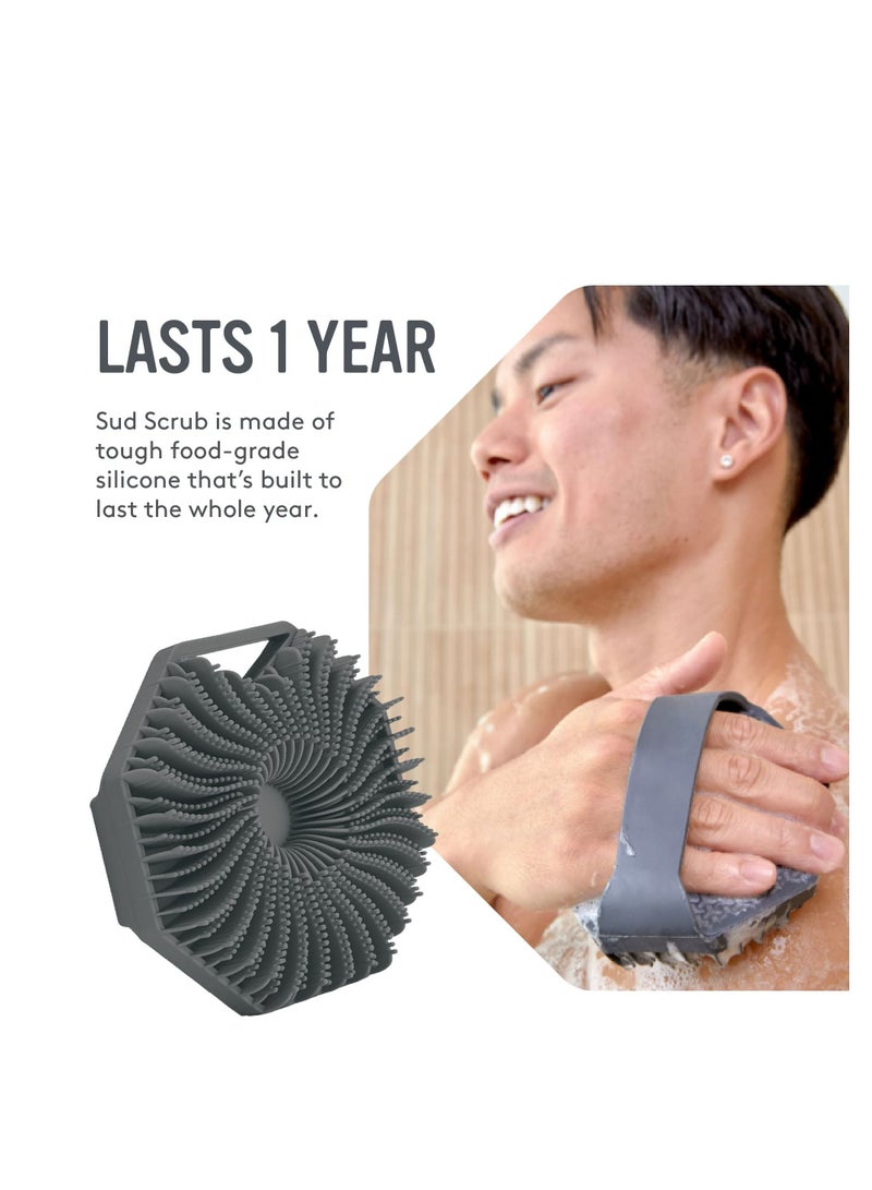 KASTWAVE Antimicrobial Silicone Body Scrubber for Sensitive Skin Eco-Friendly Lathers Well and Charcoal Infused for a Deep Clean Get Softer Healthier Skin - Image 2