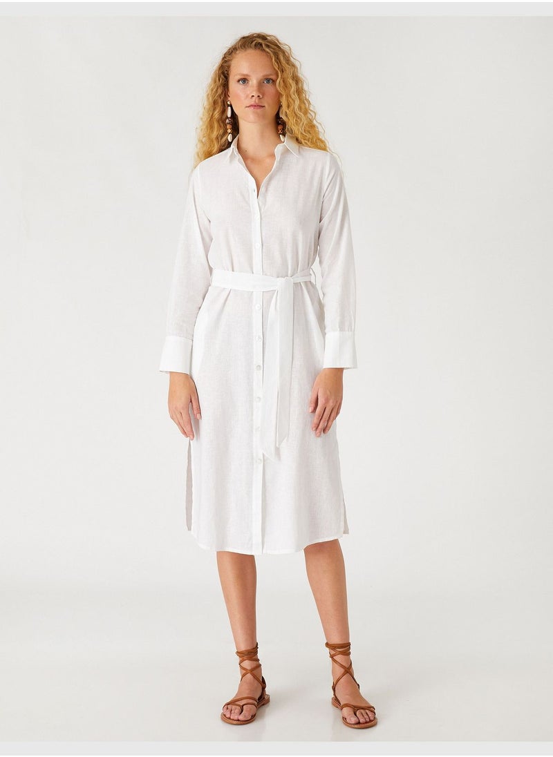 KOTON Linen Mix Midi Dress  - Image 3