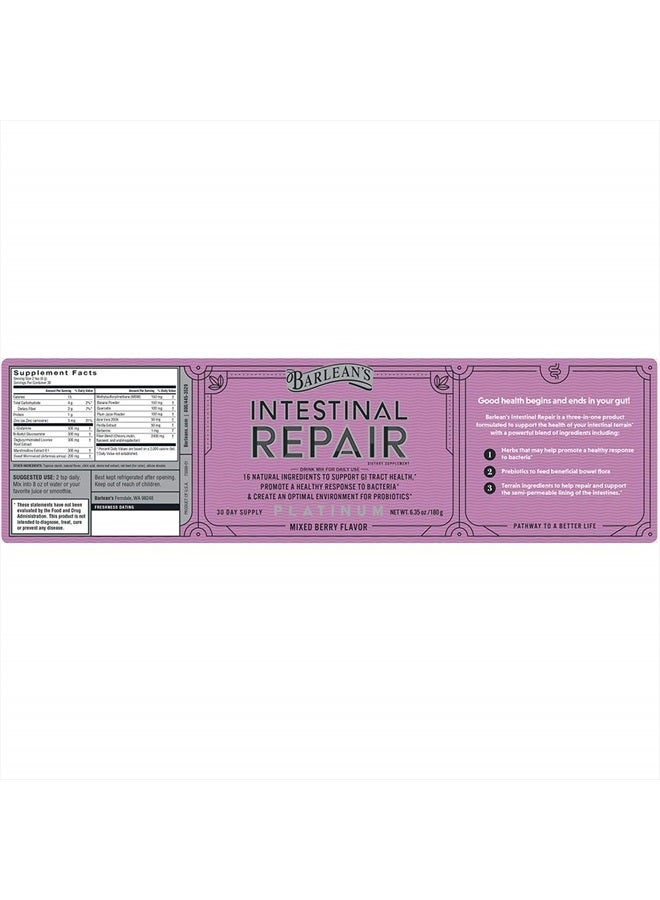BARLEAN'S Intestinal Repair Gut Health Powder with 16 Digestive Supplements, L-Glutamine, Marshmallow & Licorice Root, Aloe Vera, and Fiber Mixed Berry Flavor, 6.35 oz - Image 3