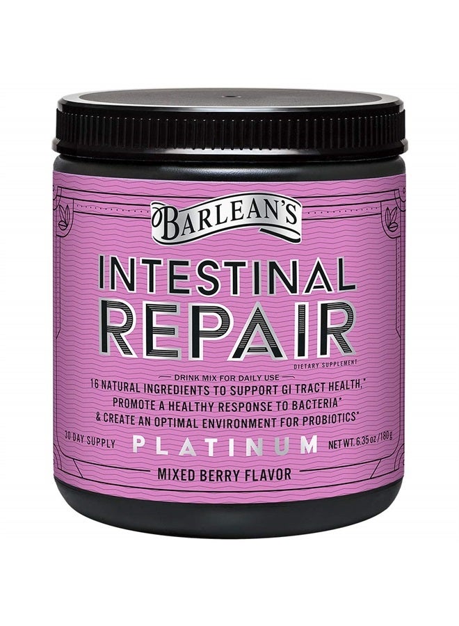 BARLEAN'S Intestinal Repair Gut Health Powder with 16 Digestive Supplements, L-Glutamine, Marshmallow & Licorice Root, Aloe Vera, and Fiber Mixed Berry Flavor, 6.35 oz - Image 1
