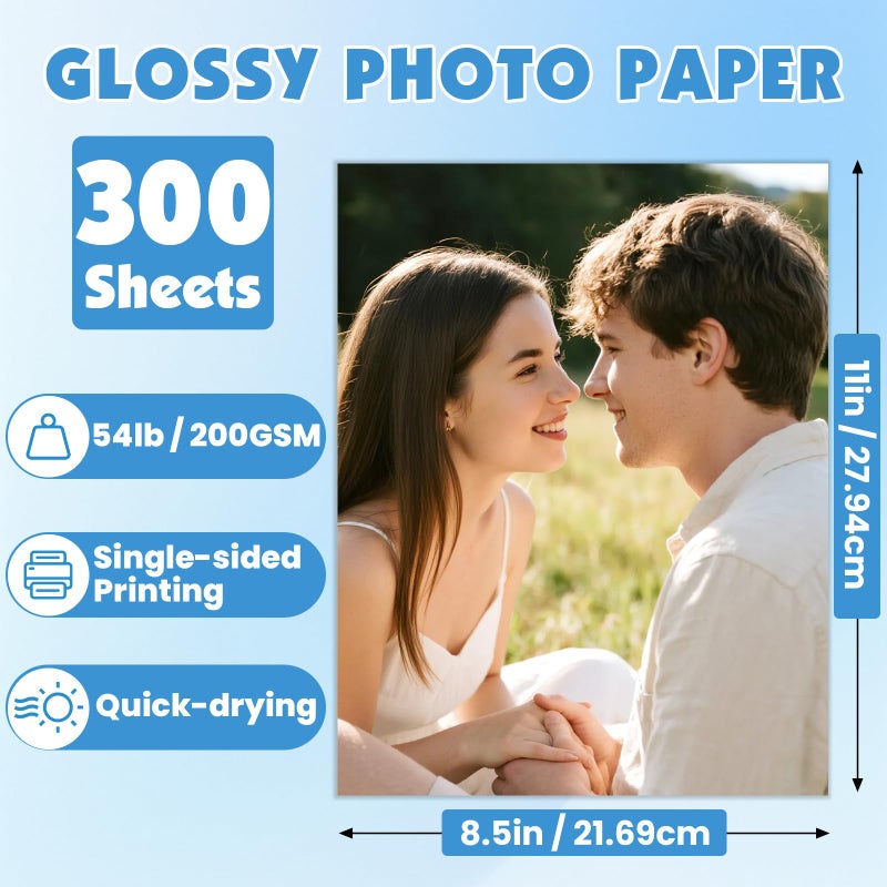 NUITPY 300 Sheets Glossy Photo Paper, 8.5in x 11in Inkjet Photo Printer Paper, Picture Paper for Photos, Calendars, Brochures, Cards, Menus(200gsm / 54lb) - Image 2