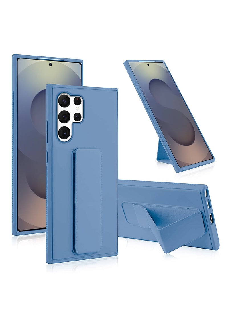 Wtech Samsung Galaxy S25 Ultra 2025 Hand Grip Foldable Magnetic Kickstand Wrist Strap Finger Grip With Built-In Iron Case Cover - Sky Blue - Image 1