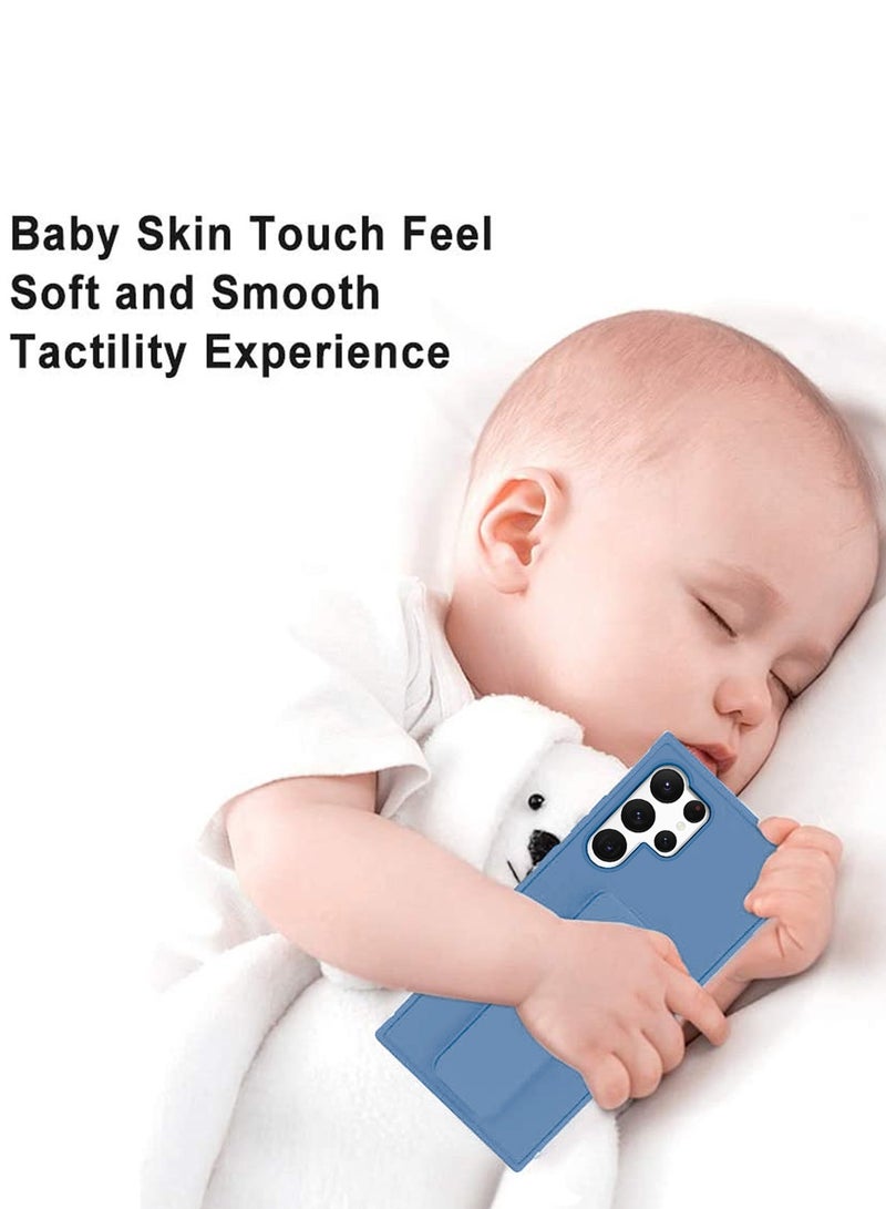 Wtech Samsung Galaxy S25 Ultra 2025 Hand Grip Foldable Magnetic Kickstand Wrist Strap Finger Grip With Built-In Iron Case Cover - Sky Blue - Image 2