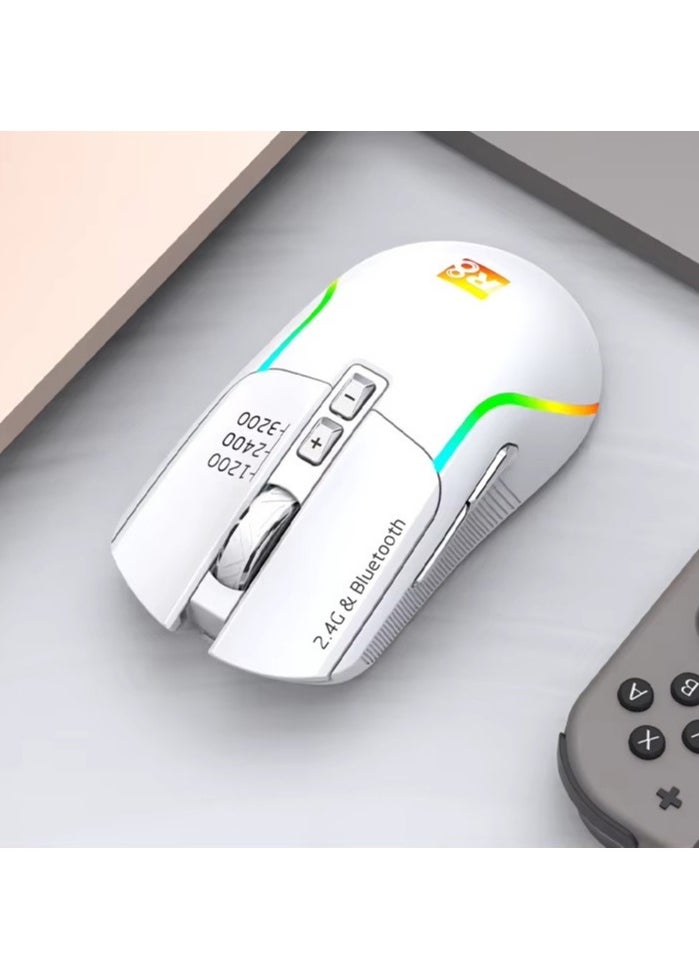 R8 - 1761 RGB Rechargeable Dual Mode Bluetooth / 2.4G Wireless Mouse 10m - 7 Buttons - Power Saving On/Off button - 3200 DPI - Lightweight - For Office business - Image 1