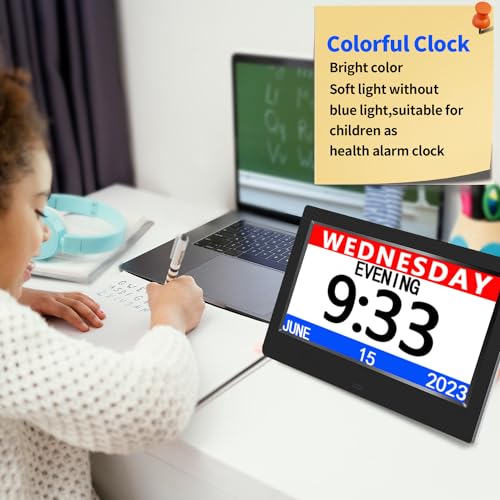 AINFTIME DST Clock with Day and Date for Elderly-3 Display Digital Calendar Alarm Day Dementia Alzheimers Clock with Extra Large Display (10.1in Black) - Image 5