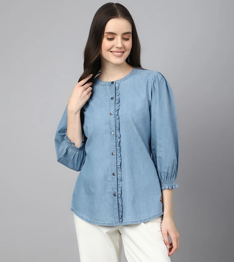 BEVERLY HILLS POLO CLUB Puff sleeved Three quarter Top