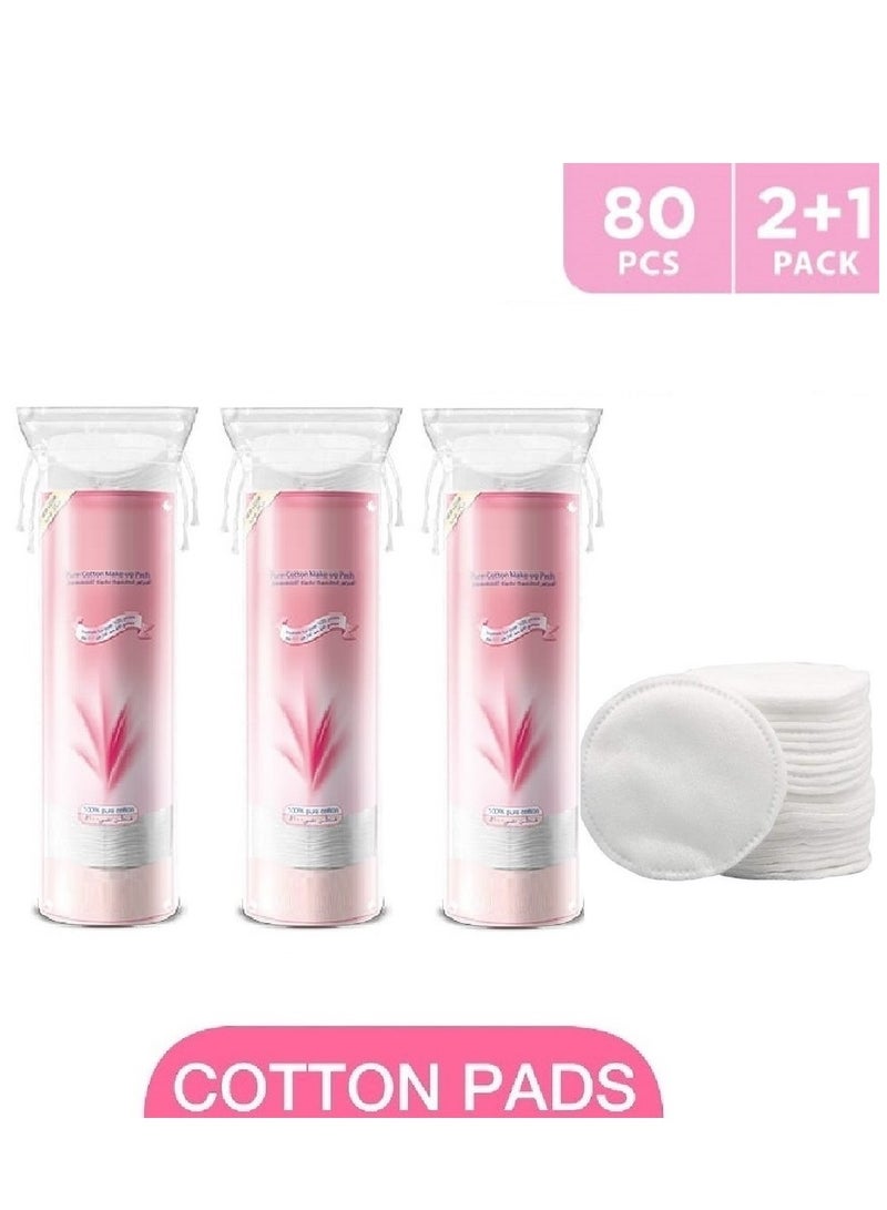 Generic 3 Pack Of 80 Pure Cotton Make-Up Pads White  - Image 1