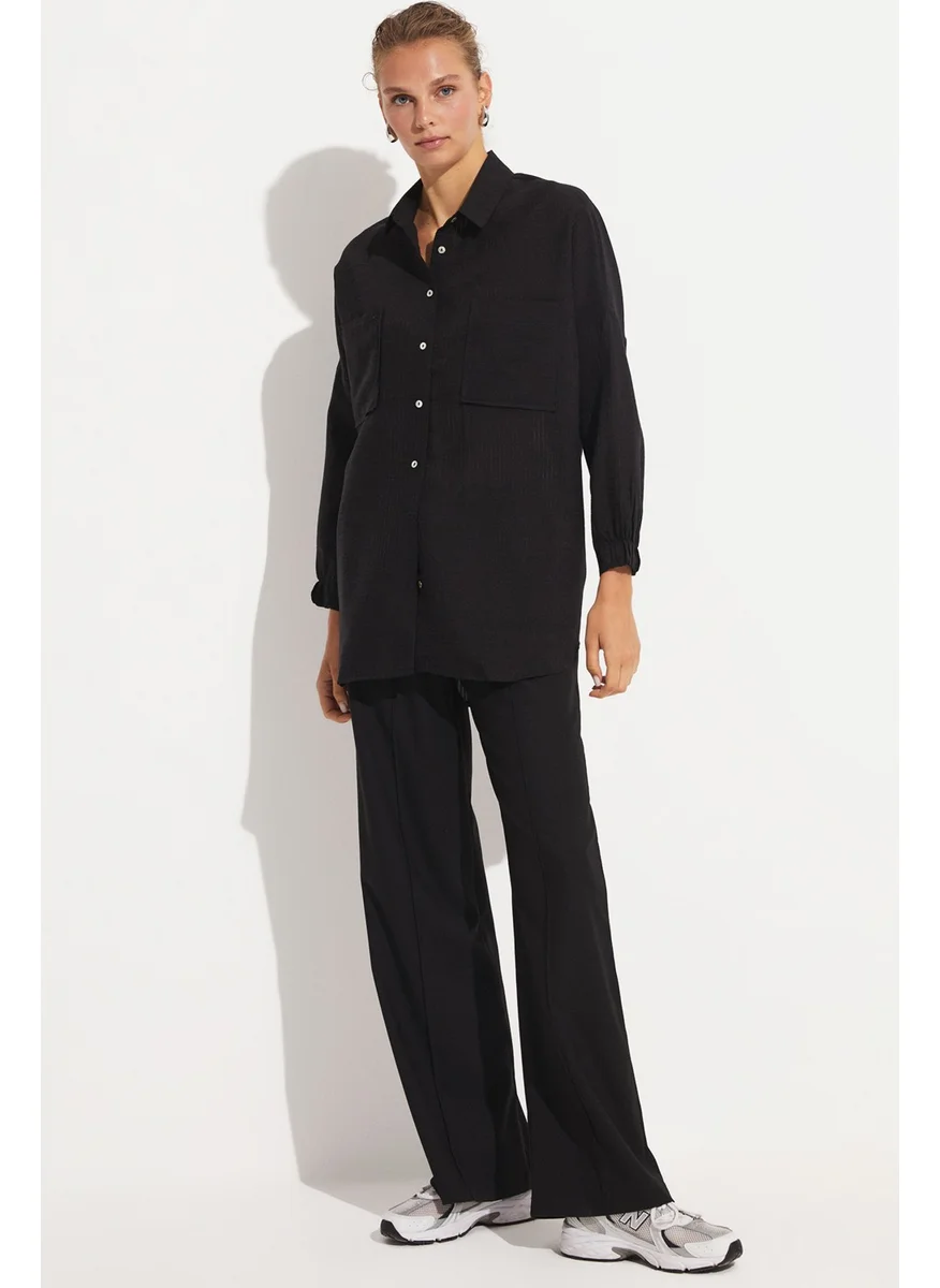 جون Women's Exclusive Boyfriend/Wide Fit Tencel Blend Shirt