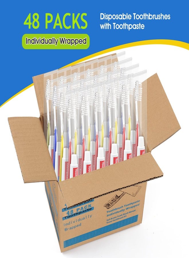 Homvle 48 Packs Disposable Toothbrushes with Toothpaste, Individually Wrapped Travel Toothbrush and Toothpaste Buld for Travel Size Toiletries, OCC, Airbnb, Dentist, Office/4 Colorful - Image 2