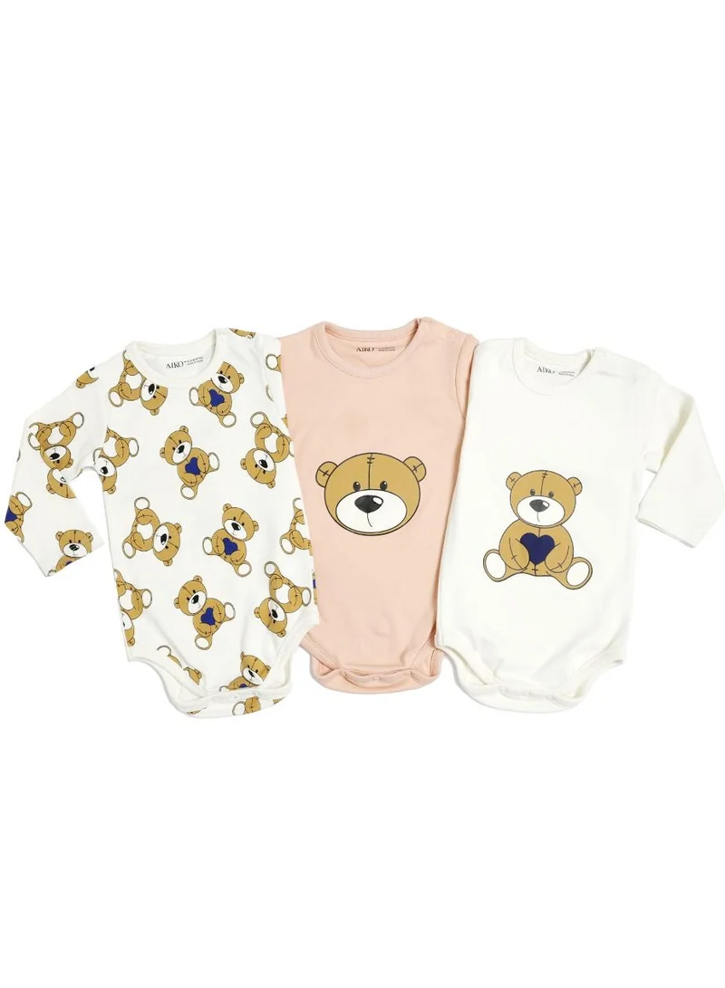 ترو كير AIKO - Pack of 3 Multicolor Baby Body Suit