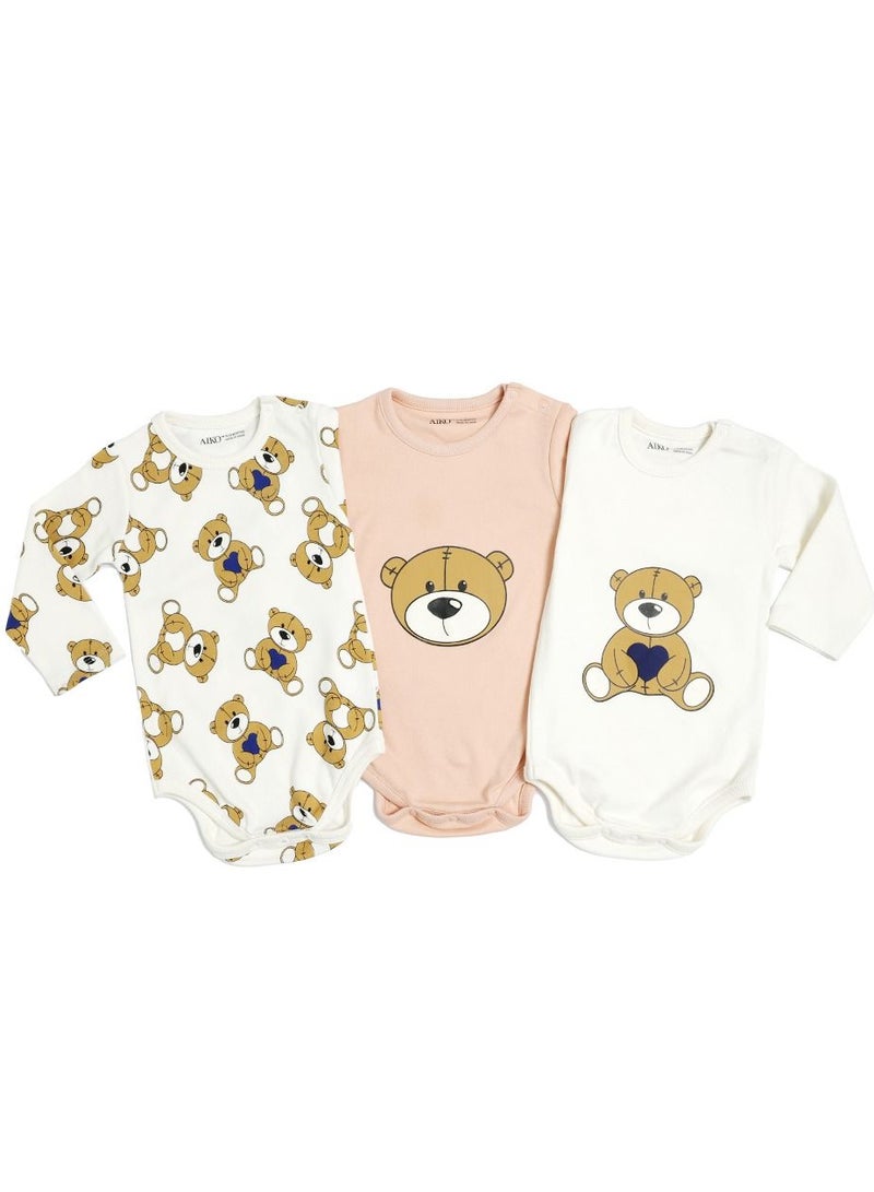 AIKO AIKO - Pack of 3 Multicolor Baby Body Suit 6-12 Months  - Image 1
