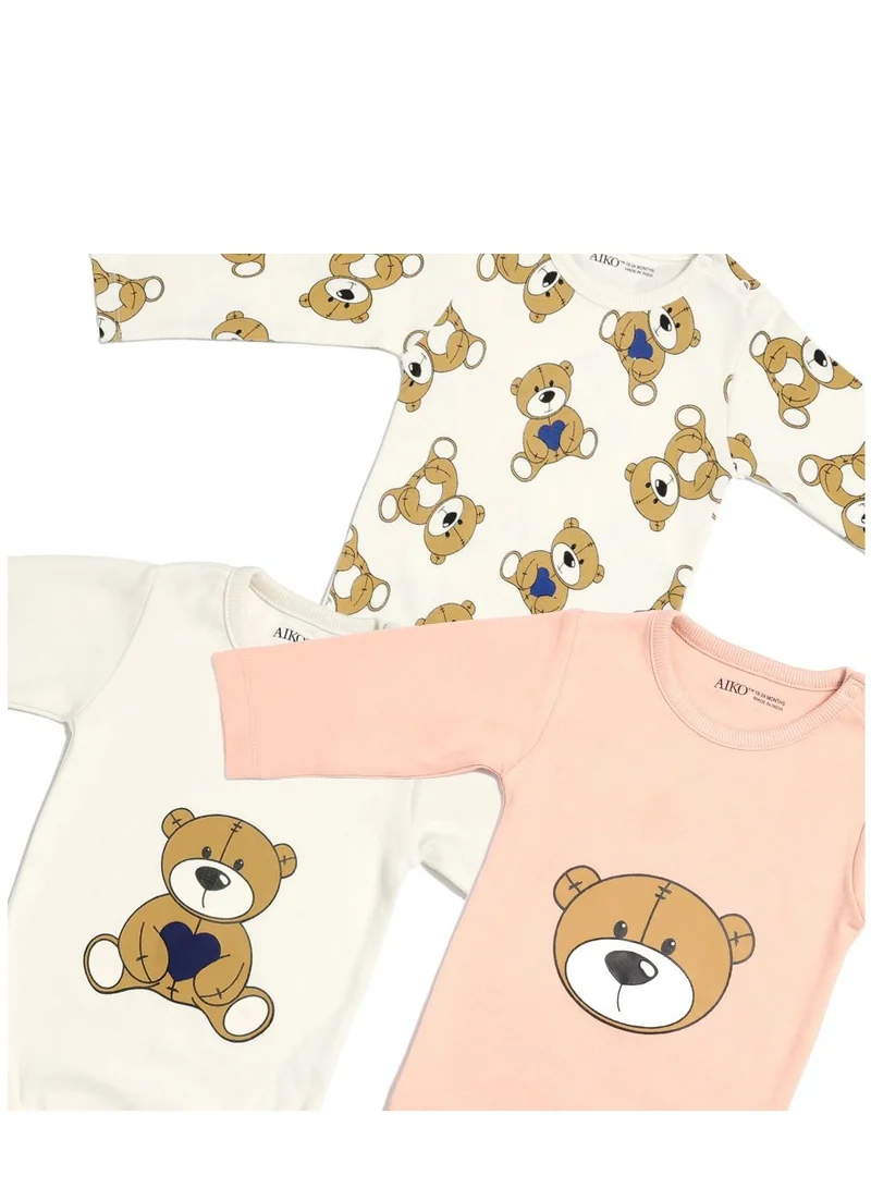 ترو كير AIKO - Pack of 3 Multicolor Baby Body Suit