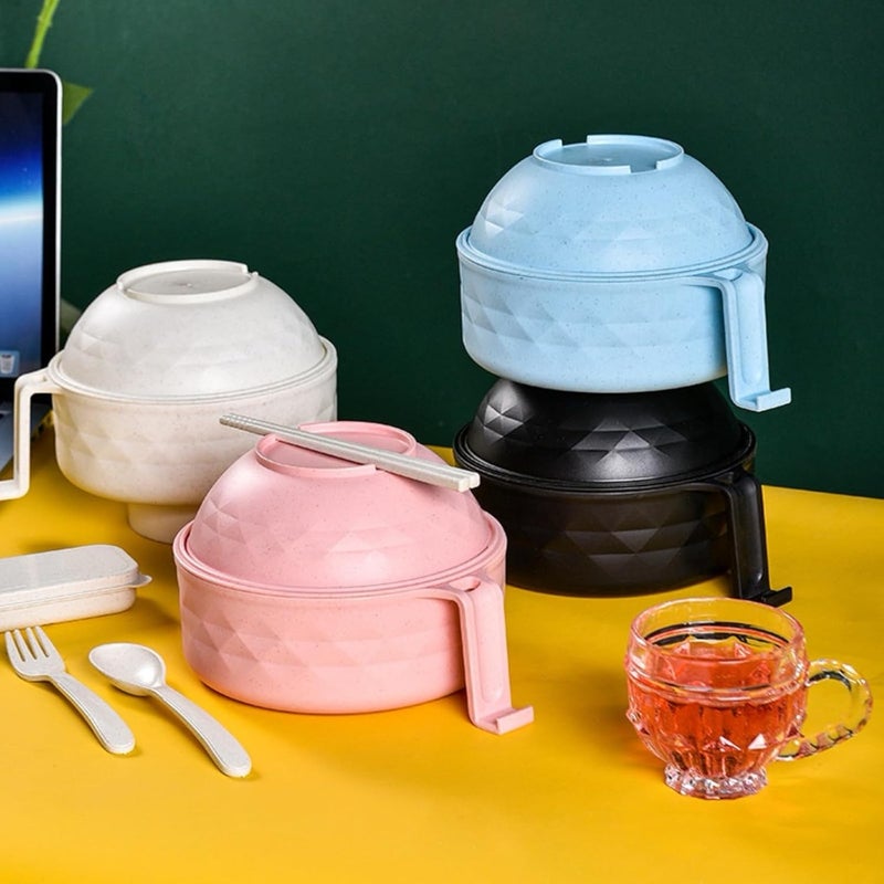 MIIDNTLX Microwave Ramen BowlMicrowave Ramen Cooker with LidPlastic Mixing Salad Pasta Fruit Rice Cereal Instant Noodles Soup Maker Plate Bowls Set Kitchen College Dorm Room Essentials - Image 5