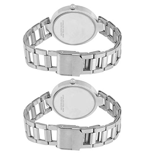 Acnos® Premium Black and Pink Dial Steel Strap Analogue Watches Combo for Girl's and Women's Pack of - 2(JL-Black-Pink DIAL) - Image 3