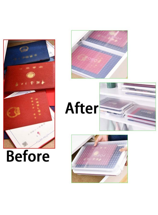 بي تي سكاي 3 عبوات من البلاستيك الشفاف مقاس A4 بالإضافة إلى صندوق تخزين قابل للتكديس من ورق المكتب مع إبزيم ملحقات اللوازم المكتبية وحافظة حماية الملفات منظم محمول لحمل مستندات المشروع مع 3 أغطية - Image 5