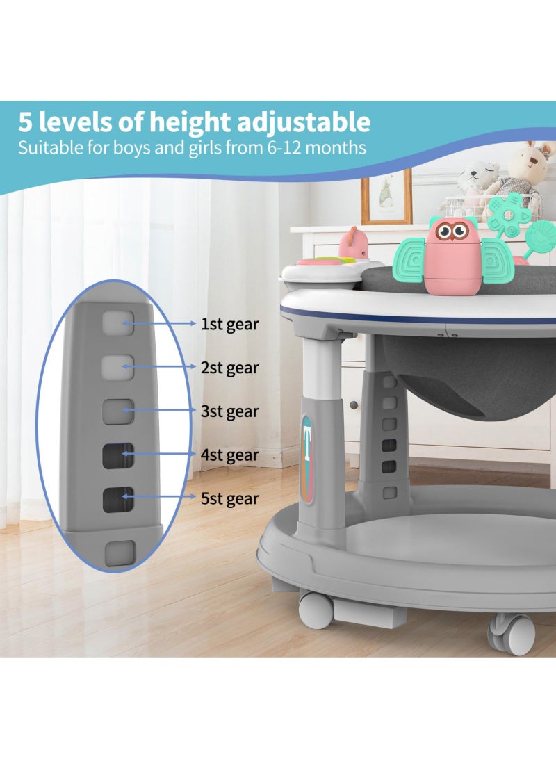 الأم مطمئنة، والطفل سعيد. مشاية للأطفال متعددة الوظائف مكافحة التمديد تصميم قابل للتعديل ارتفاع انفصال النشاط صينية عجلات صامتة الأخضر - Image 4