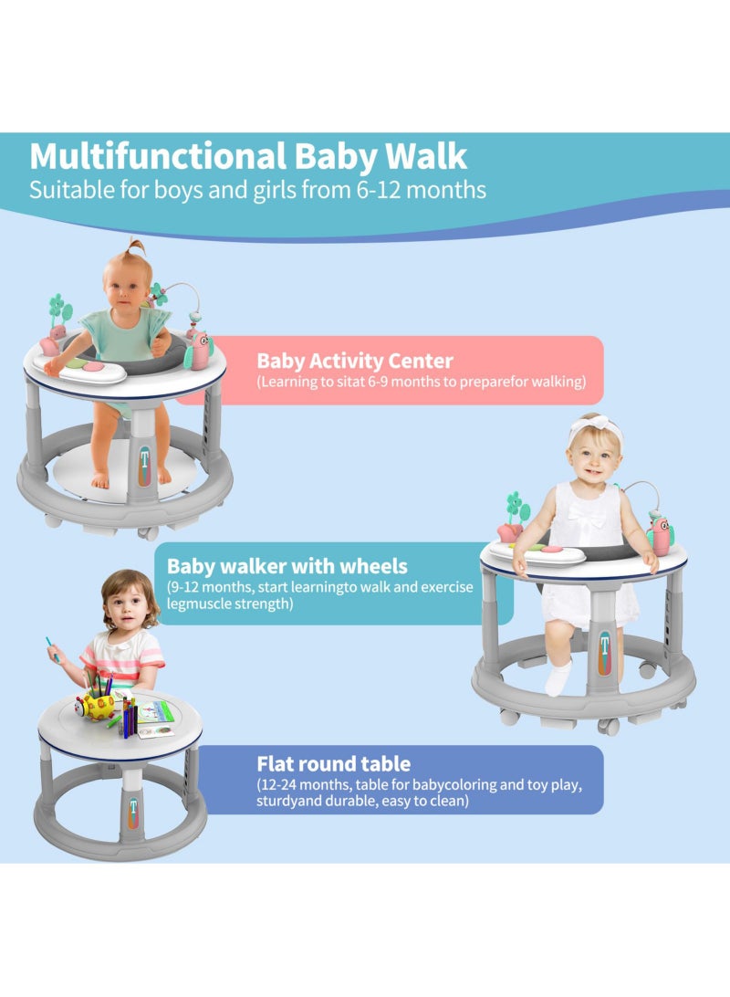 الأم مطمئنة، والطفل سعيد. مشاية للأطفال متعددة الوظائف مكافحة التمديد تصميم قابل للتعديل ارتفاع انفصال النشاط صينية عجلات صامتة الأخضر - Image 2