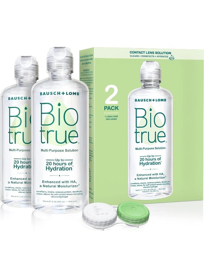 Biotrue محلول عدسات الاتصال من بيوترو، محلول متعدد الأغراض للعدسات اللينة، يتضمن علبة عدسات، 10 أونصة سائلة (عبوة من 2) - Image 1