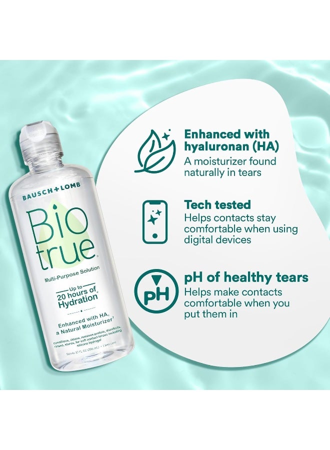Biotrue محلول عدسات الاتصال من بيوترو، محلول متعدد الأغراض للعدسات اللينة، يتضمن علبة عدسات، 10 أونصة سائلة (عبوة من 2) - Image 4
