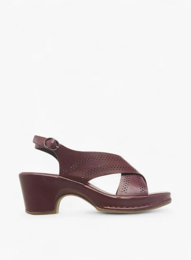 Flora Bella By Shoexpress Women Perforated Cross Strap Block Heel Sandals