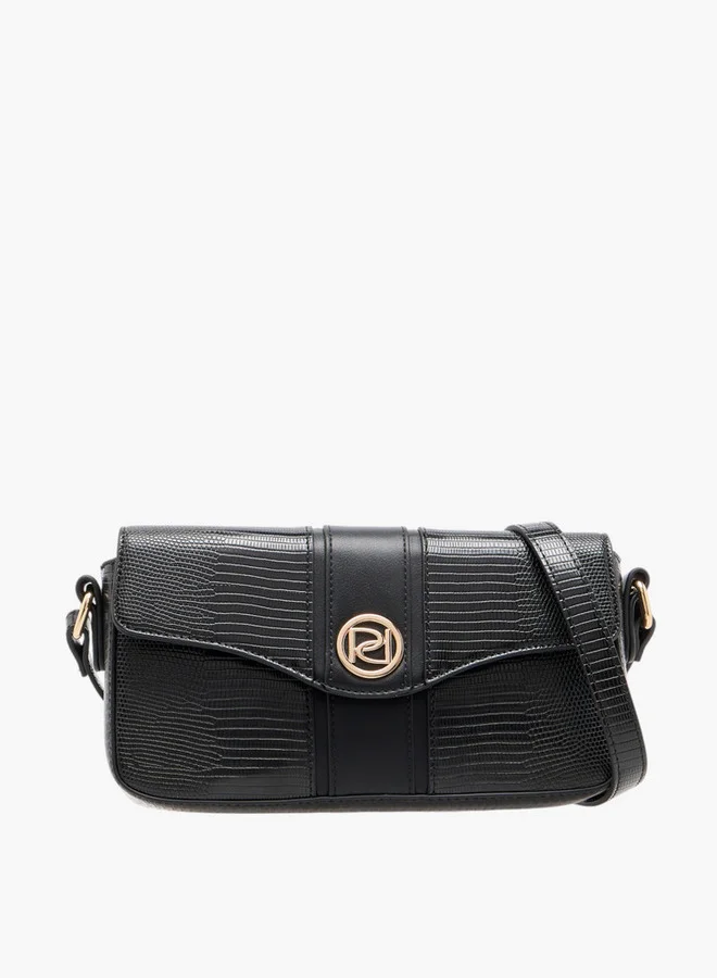 Textured Crossbody Bag with Adjustable Strap and Flap Closure
