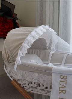 StarKids Baby Moses Basket Cradle With Rocking Stand, Light Brown  - Image 2