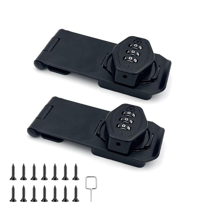 VOLUKA 2Pcs Cabinet Password Rotary Hasp Locks 4 Inch Keyless Combination Lock For Cabinets Gates Doors Closets And More (Black) - Image 1