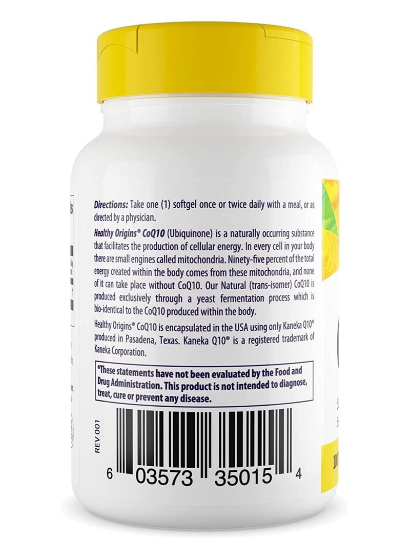 Healthy Origins Natural CoQ10 (Kaneka Q10) - Supports a Healthy Heart - 100MG 30 Softgels Dietary Supplements - Image 3