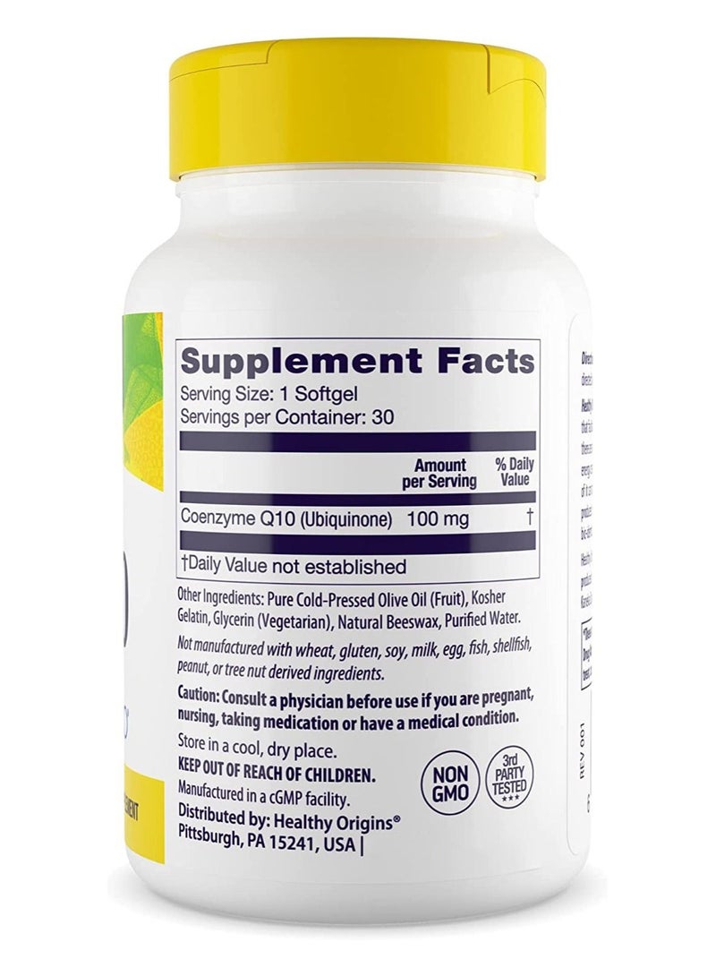 Healthy Origins Natural CoQ10 (Kaneka Q10) - Supports a Healthy Heart - 100MG 30 Softgels Dietary Supplements - Image 2