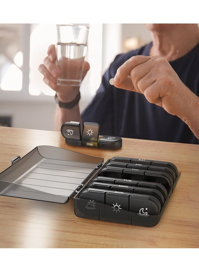 آي ميس يو منظم حبوب أسبوعي 3 مرات في اليوم، علبة دواء محمولة للسفر لمدة 7 أيام مع حاويات حبوب كبيرة - Image 5